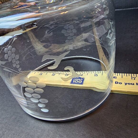 Replacement Clear Glass Dome for Cheese Board Etched Grapes 6" x 6-1/4" - Picture 3 of 7